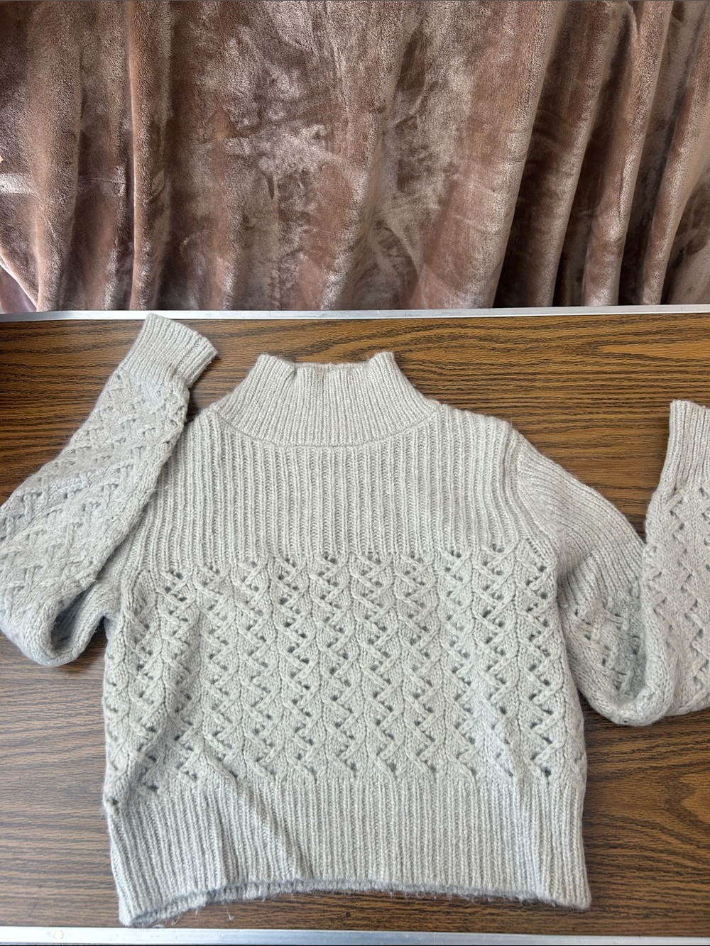 Rebecca Taylor Cream Cable Turtleneck Sweater